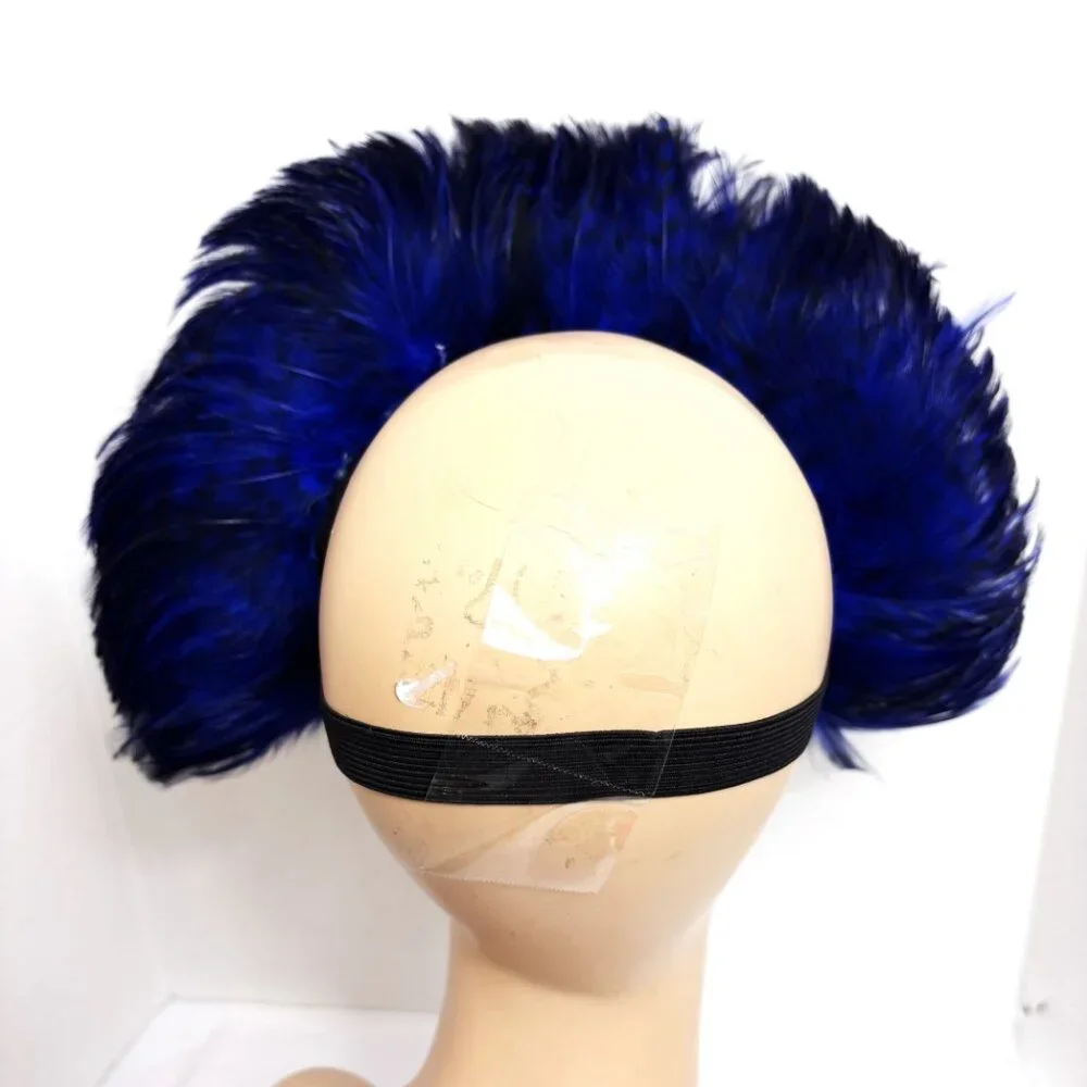 Showgirl Carnival Royal Blue Feather Mask Deluxe Vintage 90’s